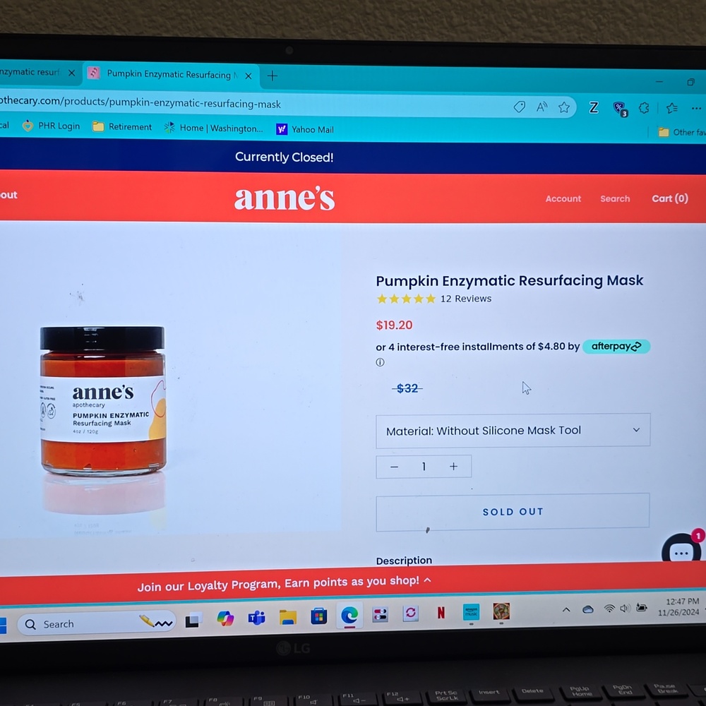 Anne's pumpkin enzymatic resurfacing mask